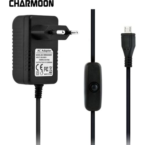 5V 3A For Raspberry Pi 3 B+ Power Supply Micro USB AC Adapter With Power On/Off Switch Switcher EU US UK AU Plug