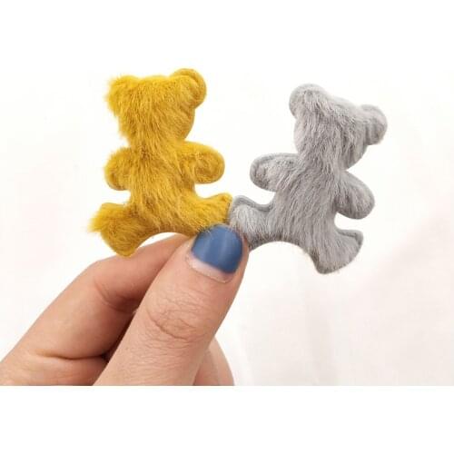 20 Pcs 3.5*4.5cm Plush Bear Quilted Scrapbooking Applique DIY Art Kids Headdress Hairpin Accessories Material Soft Embossing