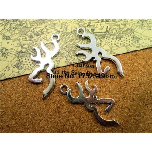 50pcs-- Deer Head Silhouette charms, Antique Tibetan silver Deer Antlers Charms Pendants 45x18mm