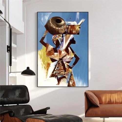 Abstract Black African Women Canvas Painting New Figure Prints and Posters Wall Art Pictures for Living Room Home Decor Unframed