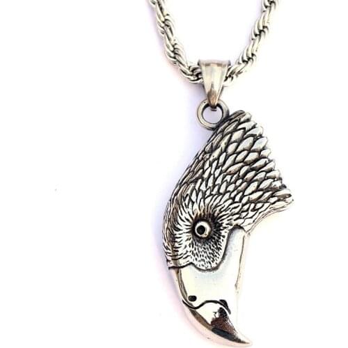 AsJerlya Eagle Head Long Necklace Stainless Steel Punk Animal Necklace For Man And Women Wholesale Jewelry Dorpshipping