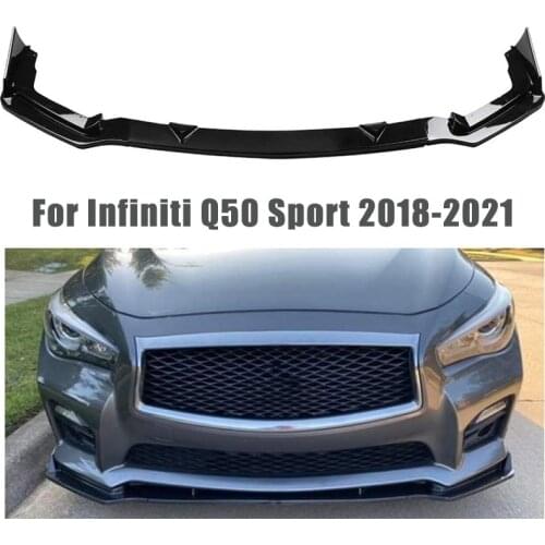 Car Front Bumper Lip Spoiler for Infiniti Q50 Sport 2018-2021 Bumper Lip Diffuser Splitter Protector Car Modification Body Kit