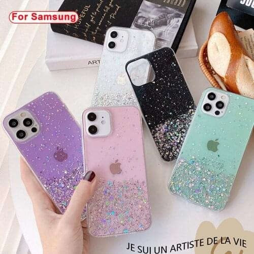 Bling Glitter Star Case For Samsung S20 S30 Plus Note 20 Ultra A51 A71 A42 A12 A31 A41 A21 A91 A01 M31 Soft Epoxy Phone Cover