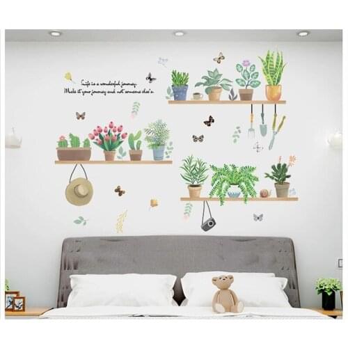 Big New Fresh Green Planting Potting Wall Sticker Children Room Decoration for Bedroom Living Room Study Home Office Decor