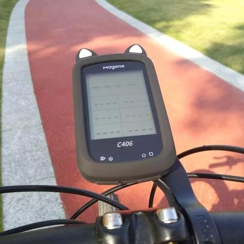 Magene C406 case Bike Computer Silicone Cover Cartoon Rubber protective case + HD film (For magene C406 Cover)