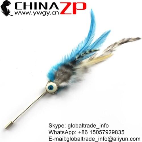 CHINAZP Factory Good Quality Mixed Chicken Saddle and Grizzly Feathers Handmade Brooch Pin