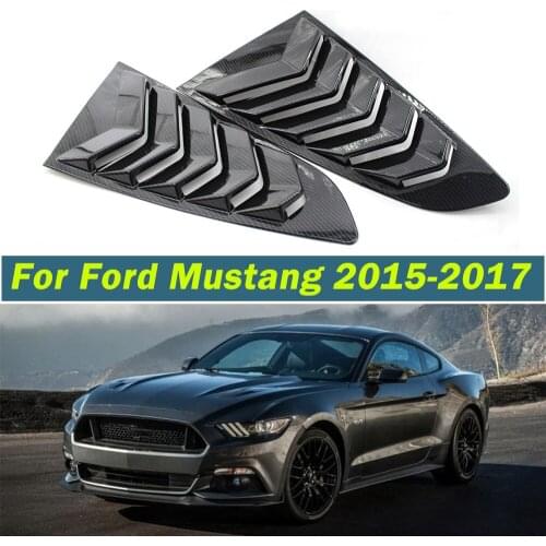 2pcs Carbon Fiber Look/Black Side Window 1/4 Scoop Louver Cover Replacement For Ford Mustang 2015-2017 car styling