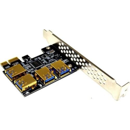 Hot PCIE PCI-E PCI Express Riser Card 1x to 16x 1 to 4 USB 3.0 Slot Multiplier Hub Adapter For Bitcoin Mining Miner BTC Devices