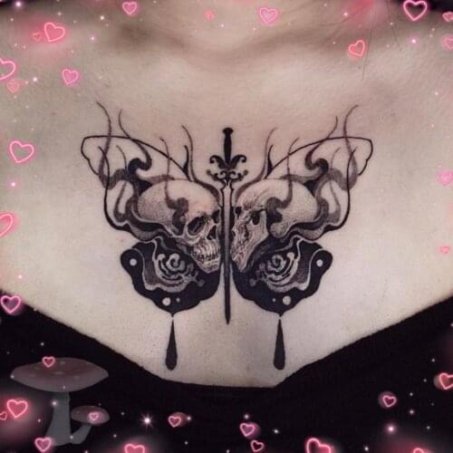 Goth Skull Dagger Butterfly Tattoo Stickers Punk Cool Vintage Fake Tattoo Body Accessories 90s Aesthetic Gifts New 2021