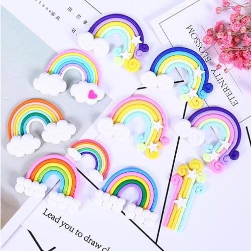 10pcs High Quality Beauty Kawaii Spiral Rainbow Candy Polymer Clay Cabochons Flatback For DIY Phone Decoration
