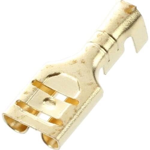 Quality 20 Pcs Gold Tone Brass Crimp Terminal 6.7mm Female Spade Connectors