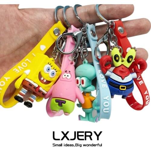 LXJERY 4 Styles Cartoon Characters KeyChain Women Lovely Key Chain Bag Pendant Key Ring For Women Kids Girls Toy Gift