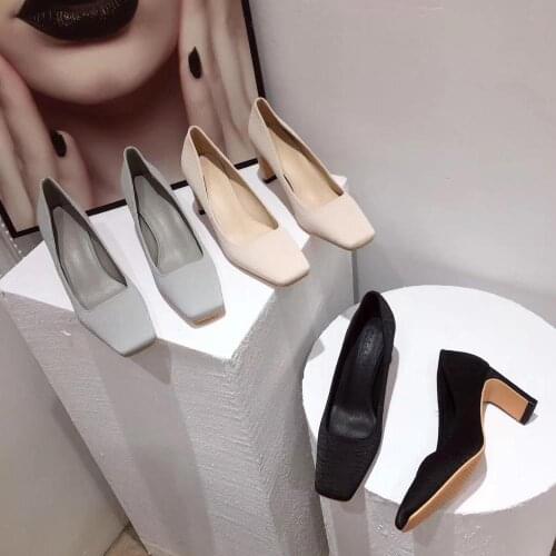 Fashion Women Pumps Square Toe Slip On Work Shoes Thick High Heels Spring/Spring Party Wedding Shoes Elegant Pumps Office Shoes