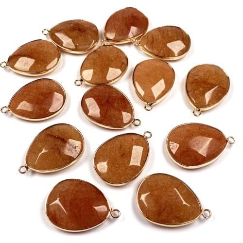 Natural Stone Pendants Waterdrop Shape Faceted Orange Agates Stone Charms For Jewelry Making Women Necklace Bracelet Gift