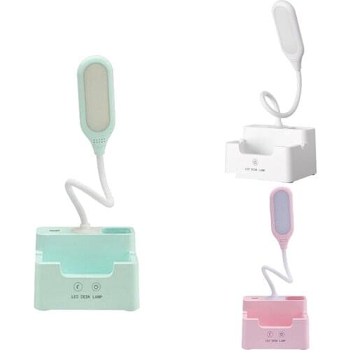 HOT-Rechargeable Led Table Lamp Contact Dimmable Desk Lamp Eye Protection Reading Light for Kid with Phone Holder