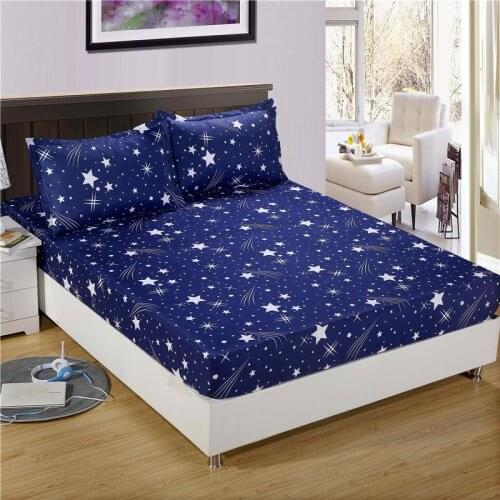 52 Bed Sheet with Pillowcase Geometric Printed Fitted Sheet With Elastic Bed Linen Polyester Mattress Covers Queen Size