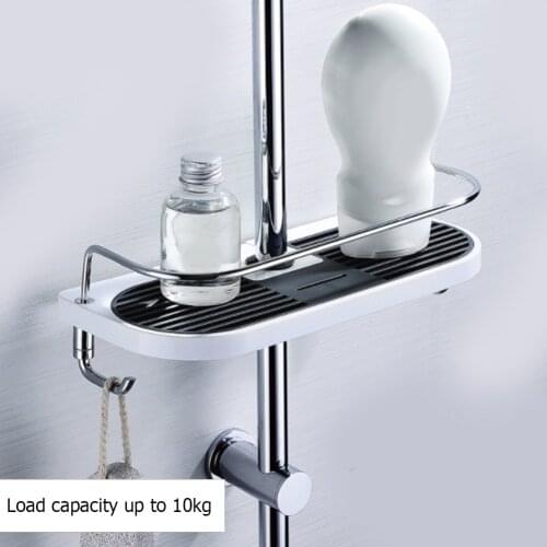 Practical Bathroom Pole Shower Storage Rack Holder Organizer Washing Shower Shampoo Tray Basket Bathroom Storage Shelves