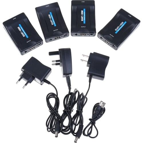 1080P Scart To HDMI Converter Audio Upscale Video Adapter For HDTV Sky Box STB