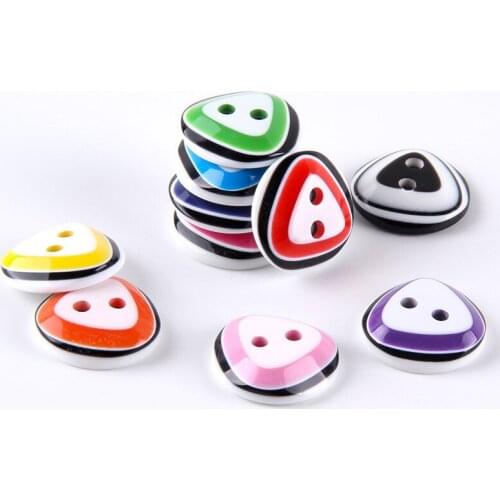 100pcs 13mm Mixed Round Triangle Pattern Resin Buttons 2 Hole DIY Craft Garments Sewing Accessories Scrapbooking Embellishments