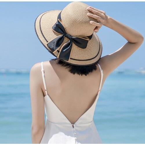 Hats For Women Fashion Summer Big Bowknot Beach Hats Women Bonnets Bucket Caps Ladies Sun Protection Straw Hats