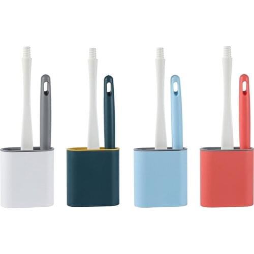Silicone Toilet Brush Water Leak Proof With base Brush Wc No Dead Ends Silicone Brush Quick Drying Holder Brush Set