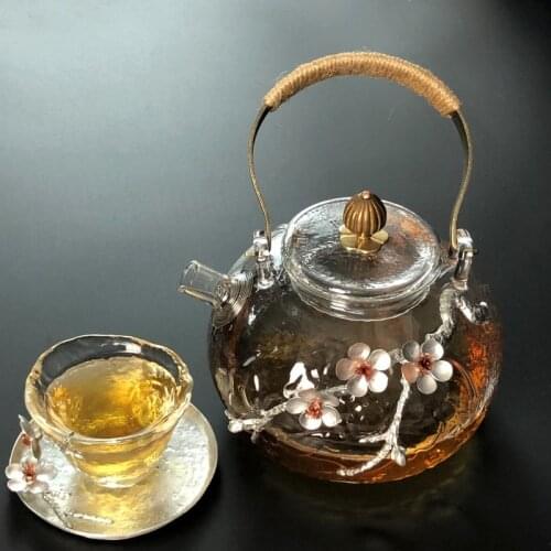 Glass teapot heat-resistant kungfu water-heated hammered glass pot filter tea making tea household tea making teapot CL41305