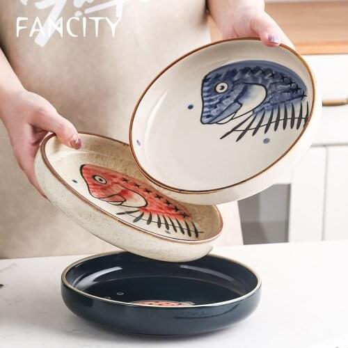 FANCITY Soup plate, deep plate, high side plate, home serving plate, deep-caliber plate