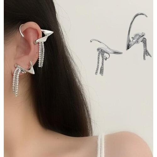 Temperament Exquisite Elf Ear Hooks Women Girls Fashionable INS Tassel Earrings Jewelry Punk Style Fairy Ear Bone Clips
