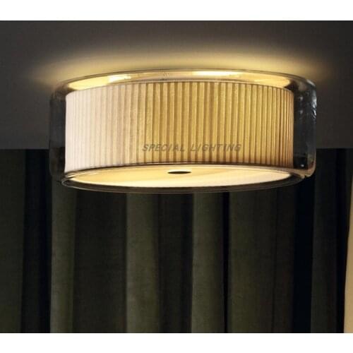 Fabric bedroom lamp modern minimalist glass dining room ceiling lamp light luxury Nordic study room warm lamp