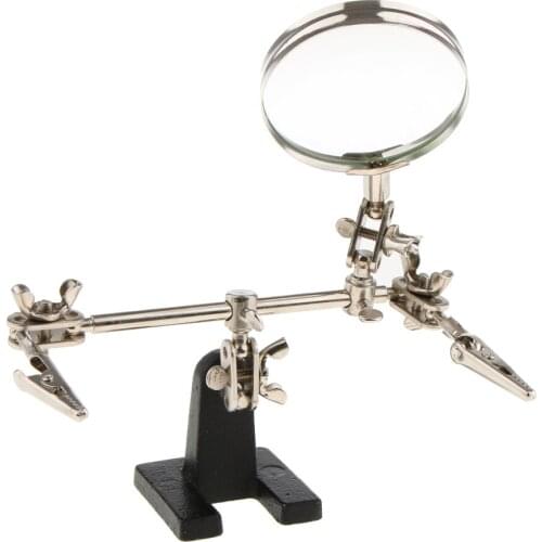 Third Hand Soldering & Welding Stand Jewelry Helping Clamp Vise Clip Magnifying Glass