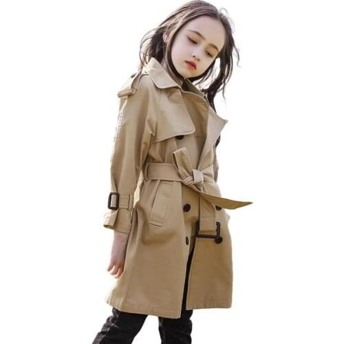 Childrens windbreaker Spring Autumn new coat for girl long sleeve lapel trench coat baby clothes windbreaker for girls Y2641