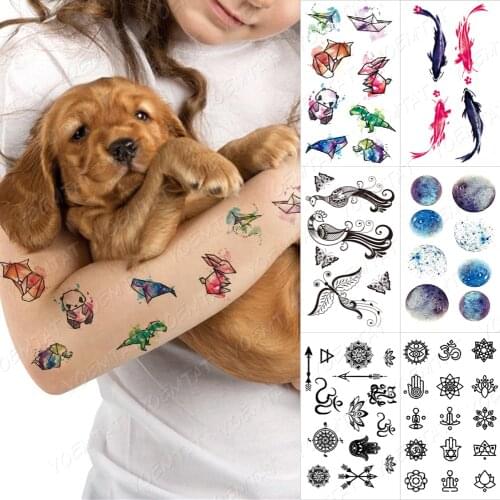Waterproof Temporary Tattoos ocean feather Wave Mountain flash glitte Tattoo stickers body art for men translated tattoo sleeve
