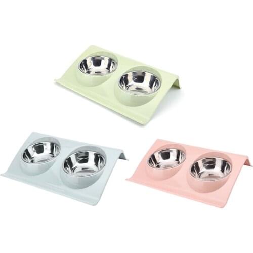 High Quality Double Dog Bowl Puppy Cats Pet Feeding Station Stainless Steel Food Water Bowls Feeder Solution For For Dogs Cat