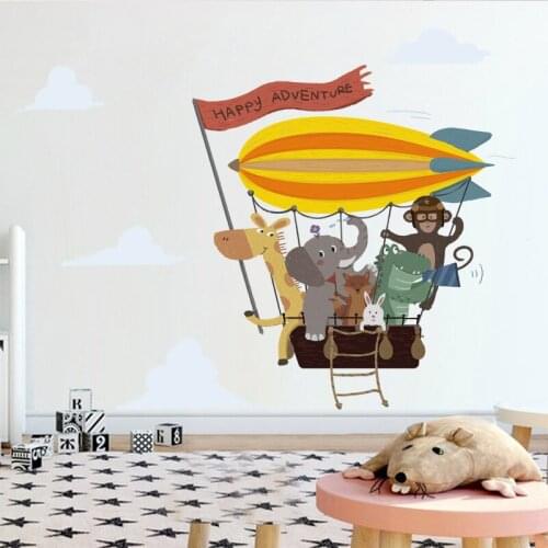Animals Airship Wall Sticker Kids room Decor Wall Decals Vinyl Murals Home Decoration Print Wallpapers Removable Poster Cartoon