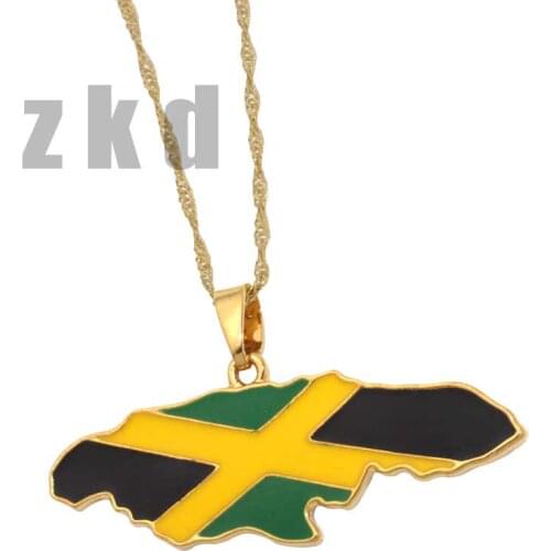Zkd Jamaica map pendant & necklace , Jamaica national flag jewelry