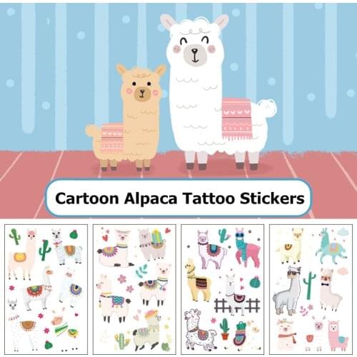 1pc Childrens Toys Tattoo Stickers Cute Animals Alpaca Cartoon Animal Waterproof Body Face Kids Temporary Tattoos Sticker Gifts