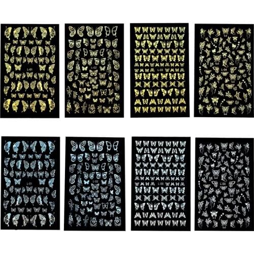 1Pcs Multi-style Butterfly Sticker Gold Silver Color Nail Art Decals for Resin Craft Jewelry Making Epoxy Resin Filling Material