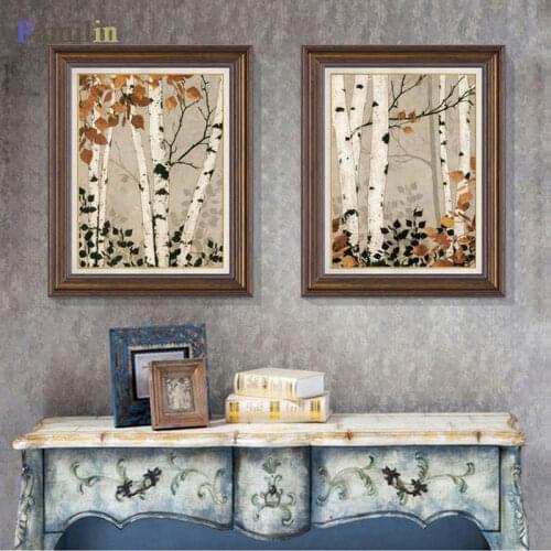 2pcs American flower and bird canvas painting wall poster for sofa living room decoration painting model rural pastoral cuadros