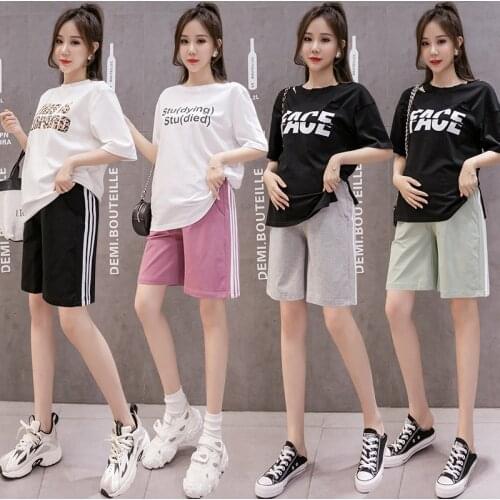 3157# Summer Casual Cotton Maternity Shorts Loose Elastic Waist Belly Shorts Clothes for Pregnant Women Pregnancy Half Pants