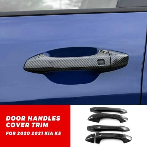 4pcs Carbon Fiber Black Car Door Handles Cover Trim for Kia K5 Optima 2020 2021 Door Handles Cover Trim Car Accessories