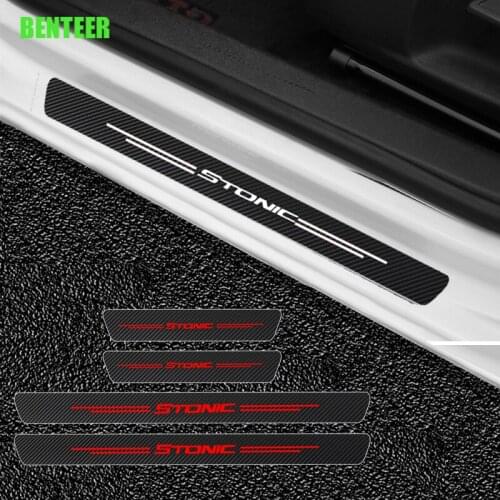 4pcs Carbon fiber car door protection sticker for kia stonic car styling