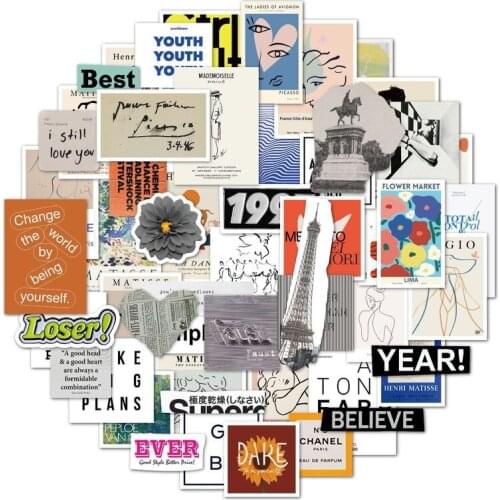 50pcs Simple Scenery Stickers Laptop Skateboard Computer for Kids Car Waterproof Graffiti Decal Toy Sticker