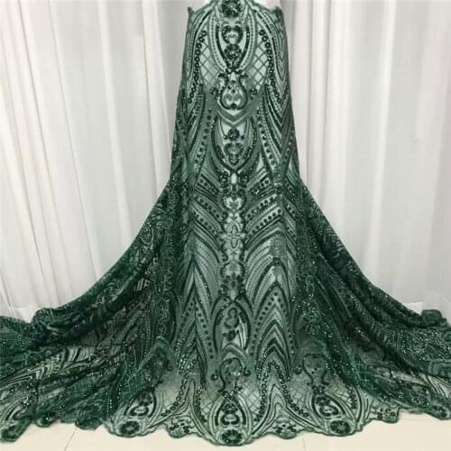 African Lace Fabric 2020 green High Quality Lace Sequins French Net Lace Tulle Mesh Fabrics Pure White 3D Lace Wedding Fabrics