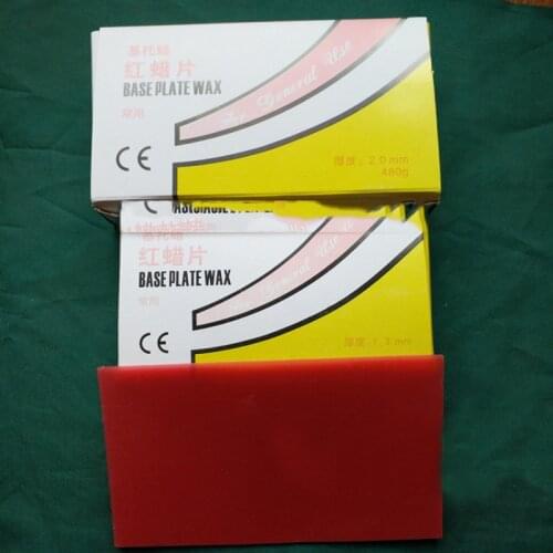1 Box Dental Lab Material Base Plate Red Dental Wax Dentist Auxiliary MaterialThickness 1.3mm For Free Shipping