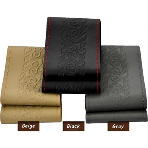 Braid on Steering Wheel Car Steering Wheel Cover with Needles and Thread Artificial Leather Diameter 38cm Steering Cover Couvre