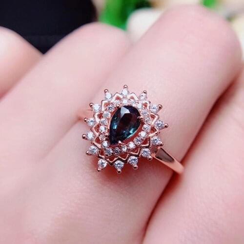 CoLife Jewelry 925 Silver Sapphire Ring for Engagement Natural Night Blue Sapphire Silver Ring Fashion Gemstone Ring