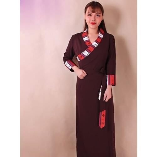 Spring Autumn Tibet girl cotton clothing Tibetan Life style Costume Tibetan Guozhuang Bora Pulu lace Robe Living clothes