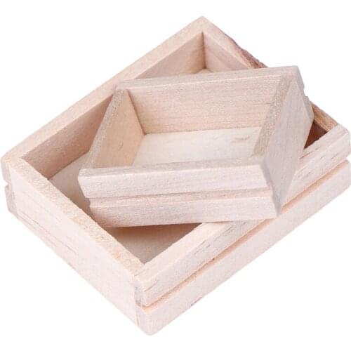 1pc Mini Wooden Box Simulation Furniture Model Toys for Doll House Decoration Doll house Miniature Accessories