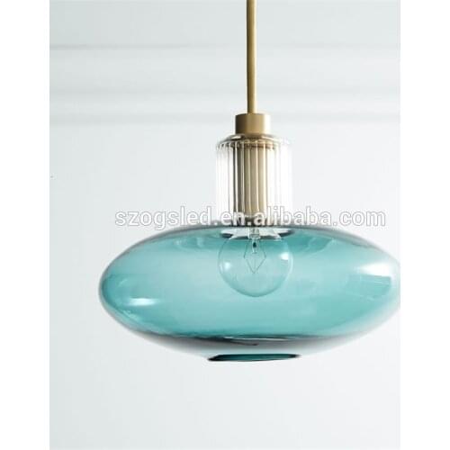 Cheap Art Decor Blue Colored Glass Kitchen Chandelier Pendant Lighting scandinavian