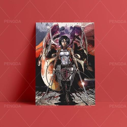 Home Decorative Canvas Attack on Titan HD Prints Paintings Anime Girl Fight Modular Cool Pictures Wall Art Poster Artwork Framed